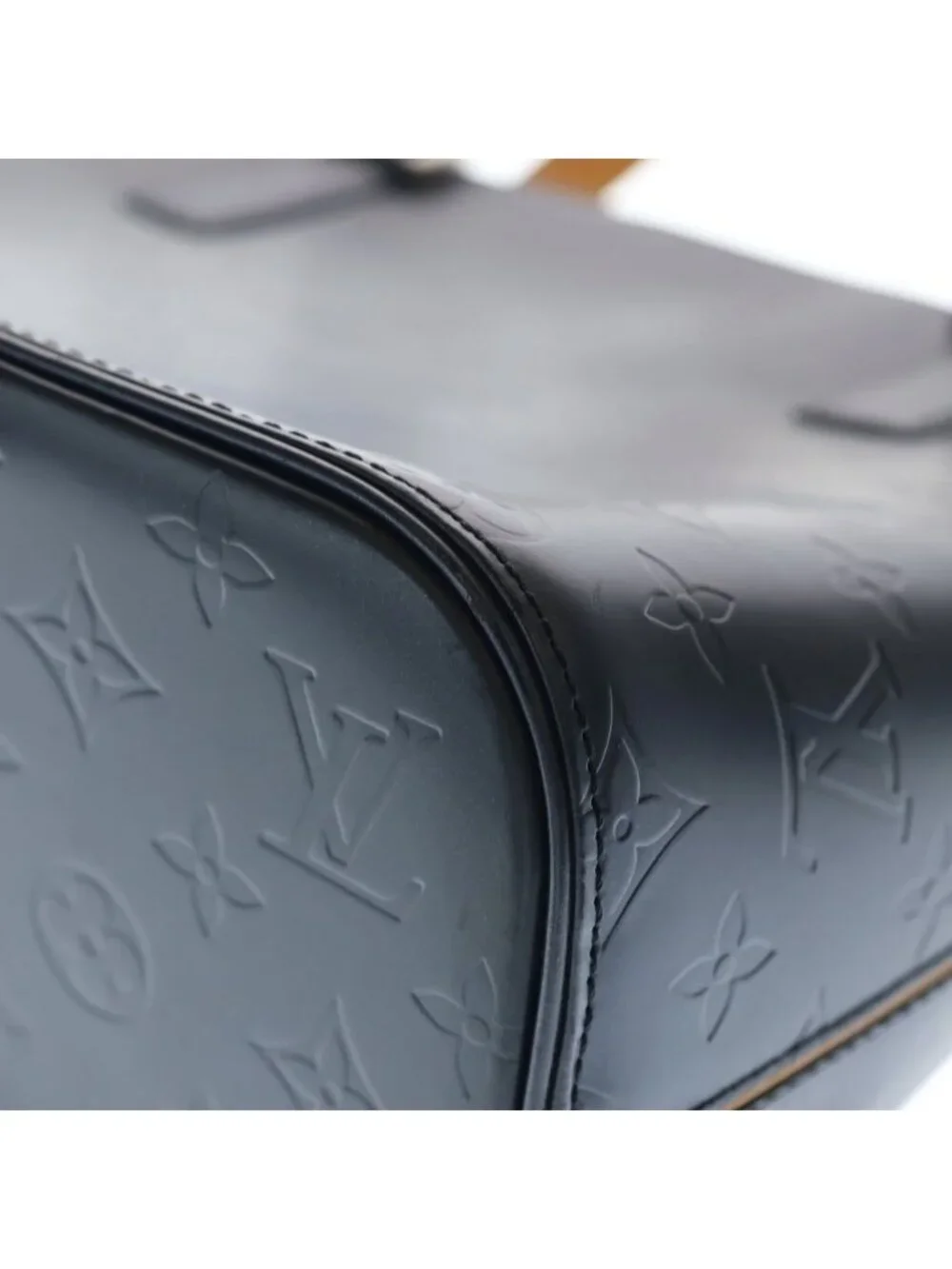 Louis Vuitton Monogram Matte Stockton Tote Metallic Navy Leather Silver